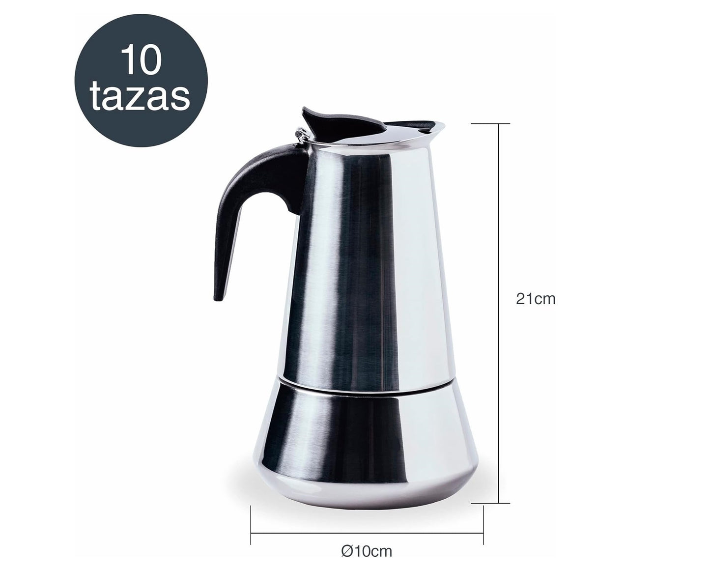 Cafetera Italiana Milan de 10 Tazas - Cafetera Express en Acero Inoxidable