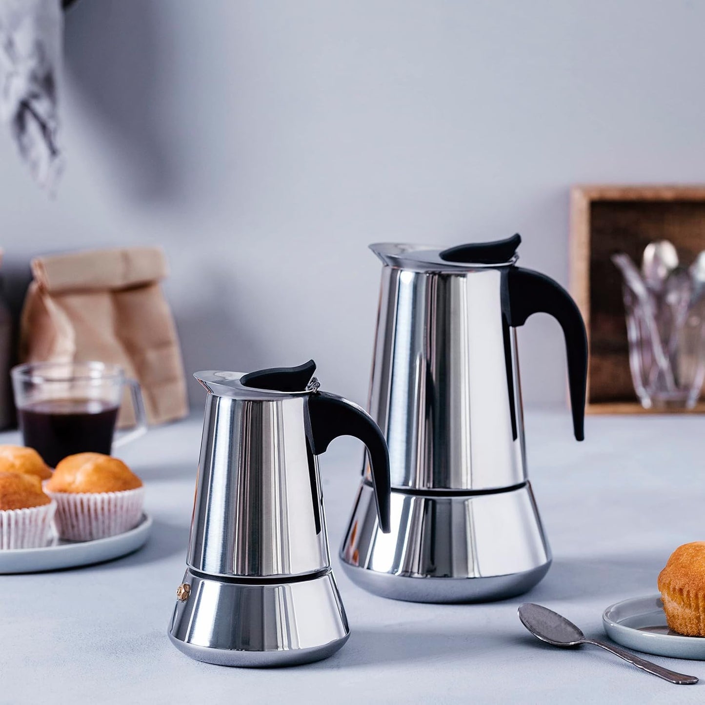 Cafetera Italiana Milan de 10 Tazas - Cafetera Express en Acero Inoxidable