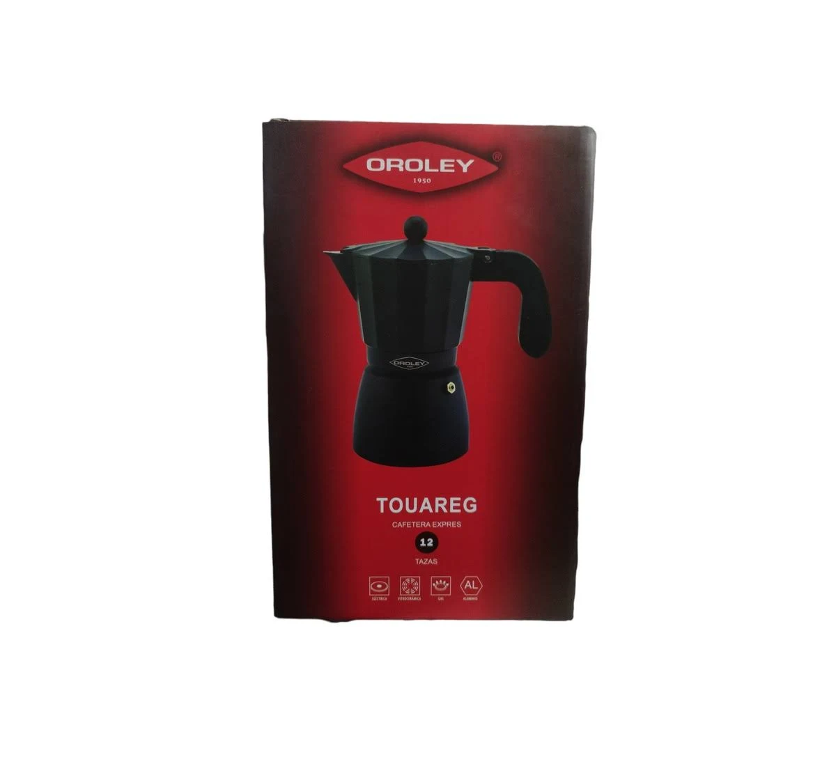 Cafetera Italiana de Aluminio Negra Premium Touareg 12 Tazas