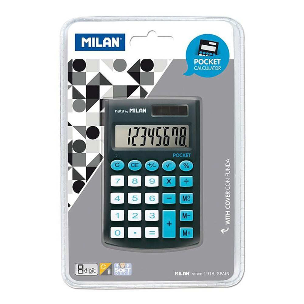 Blíster Calculadora Pocket Negra de 8 Dígitos de Longitud con Funda