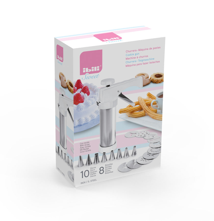 Churrera en Acero Inoxidable con Boquillas para Churros y Pasta