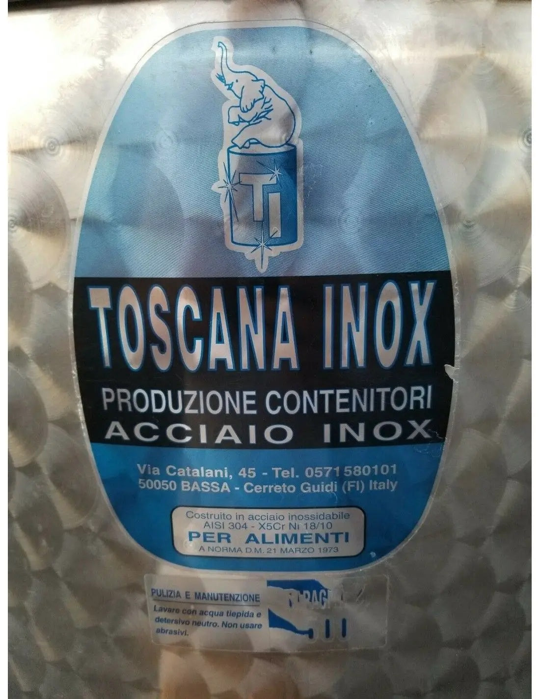 Depósito Cuba de Acero Inoxidable 150 Litros - Ø 53x75 cm