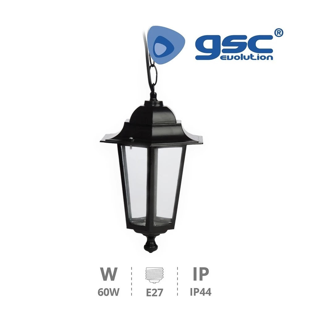 Farol de Jardín Colgante para Exterior de 6 Lados serie Alma Aluminio IP44