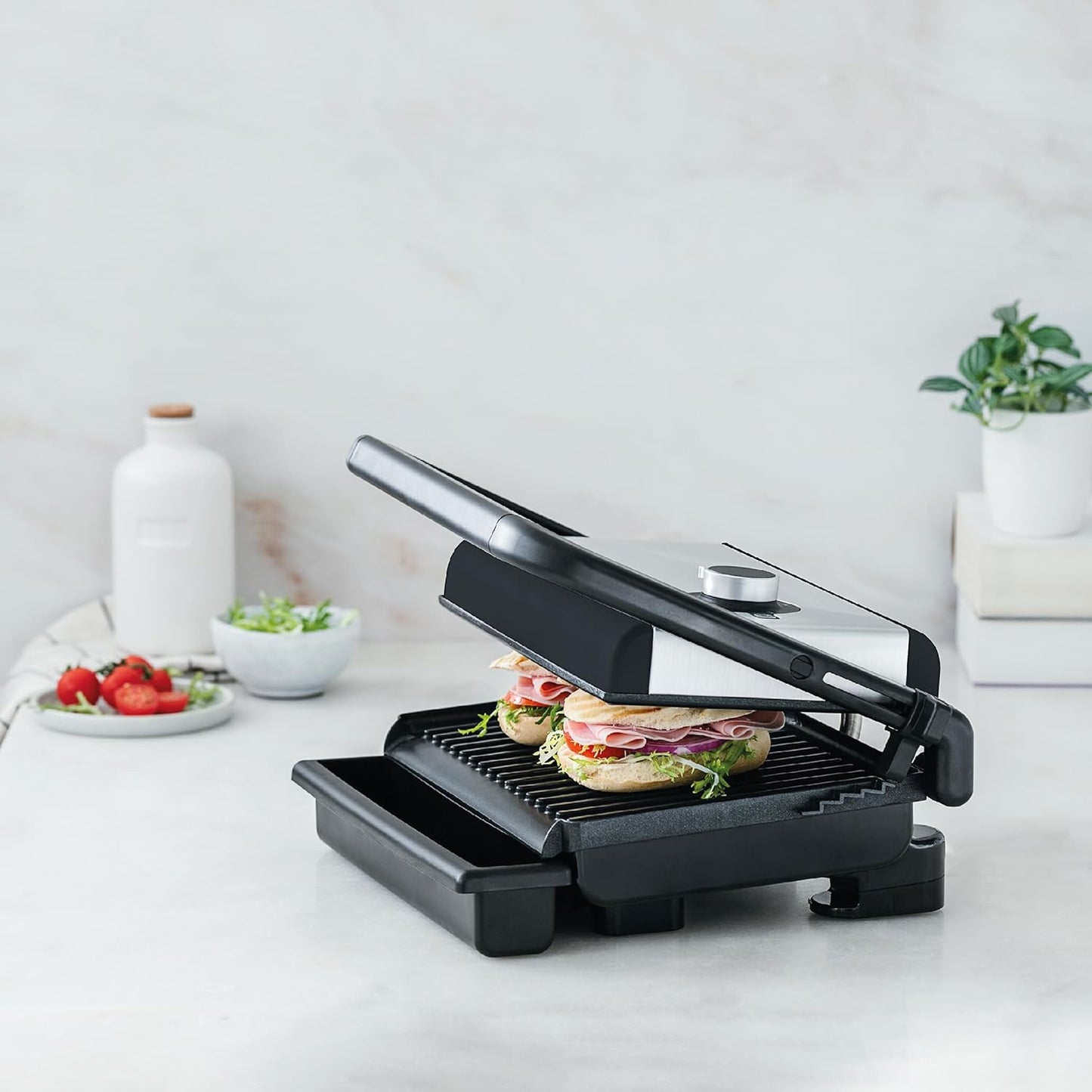 Grill Abatible Controle - Parrilla Eléctrica y Plancha de Asar con Apertura 180º