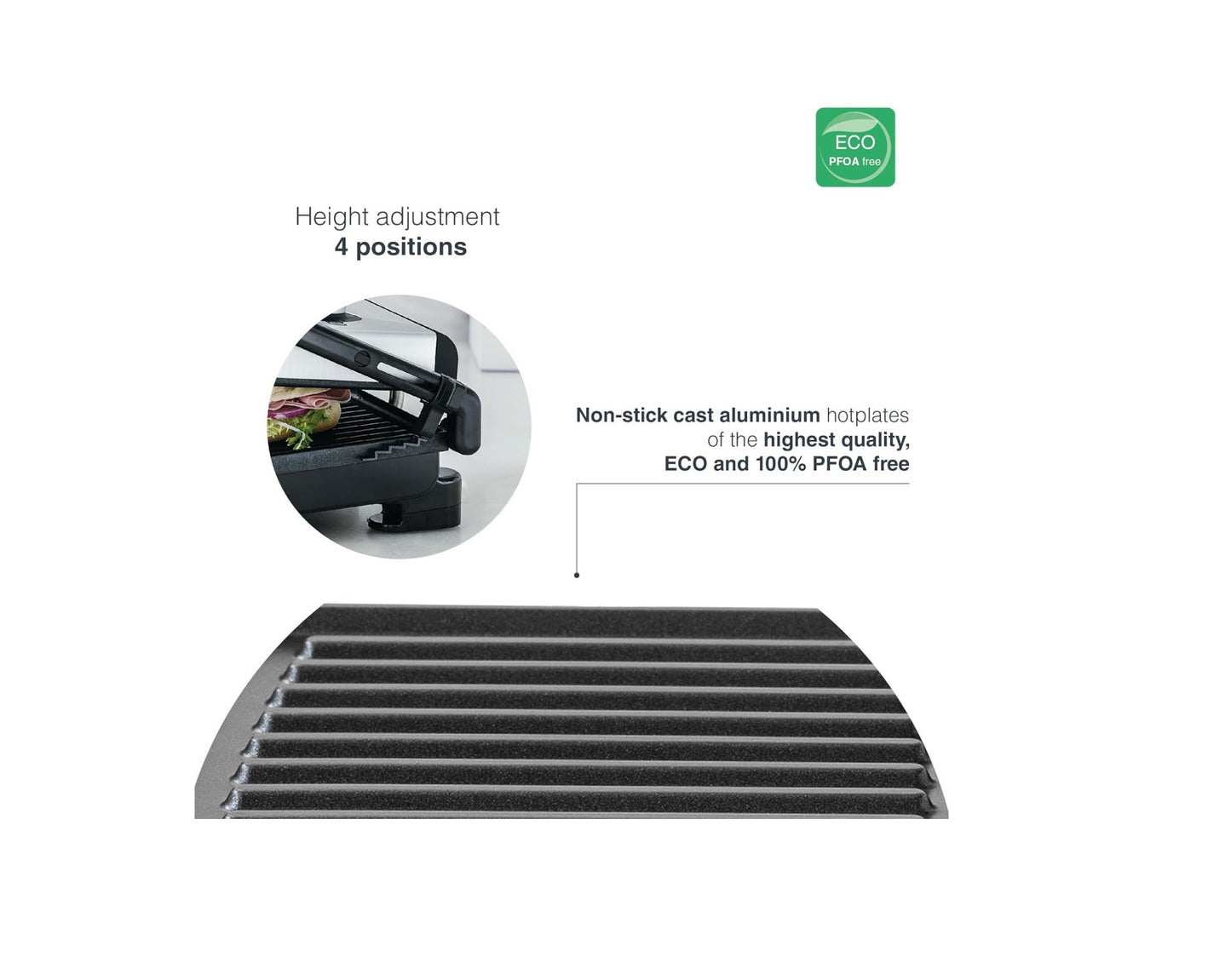 Grill Abatible Controle - Parrilla Eléctrica y Plancha de Asar con Apertura 180º