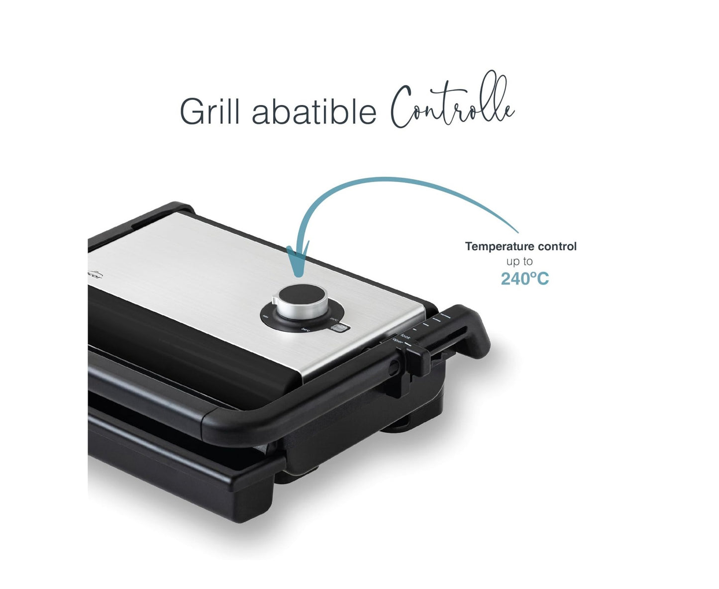 Grill Abatible Controle - Parrilla Eléctrica y Plancha de Asar con Apertura 180º