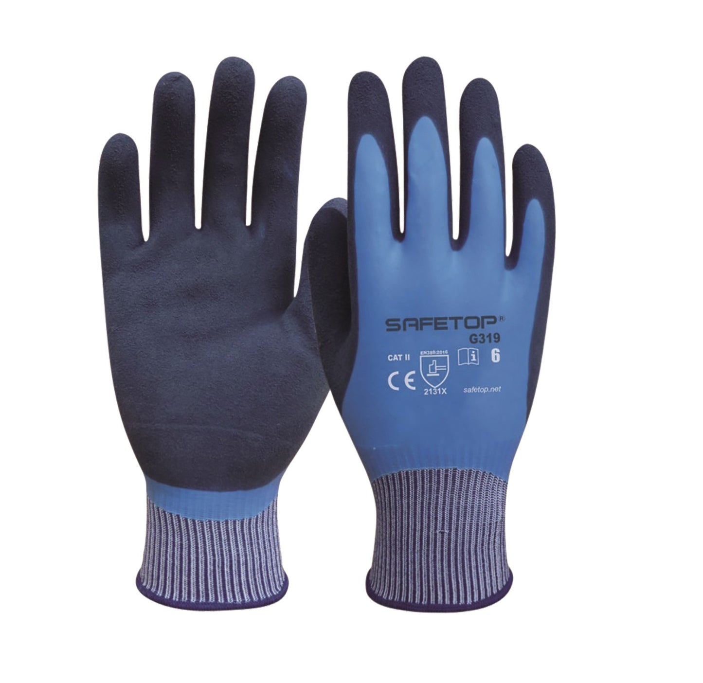 Guante Impermeable de Trabajo Rainsoft de Latex Bicapa y Palma Porosa - Pack de 2 Pares