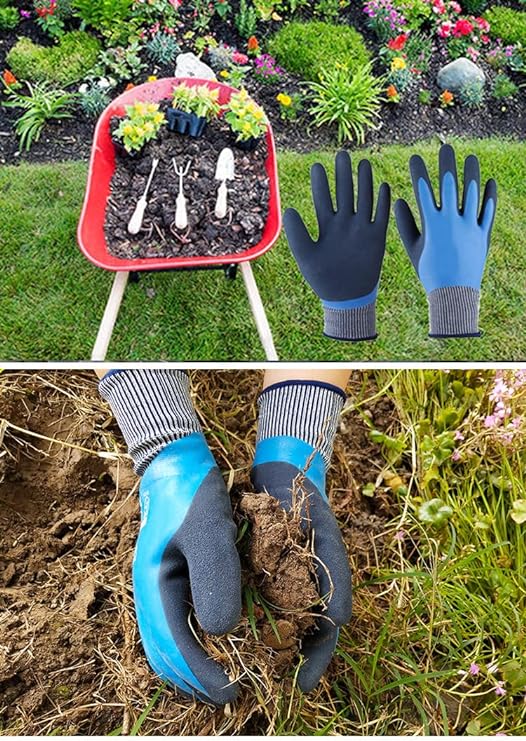 Guante Impermeable de Trabajo Rainsoft de Latex Bicapa y Palma Porosa - Pack de 2 Pares