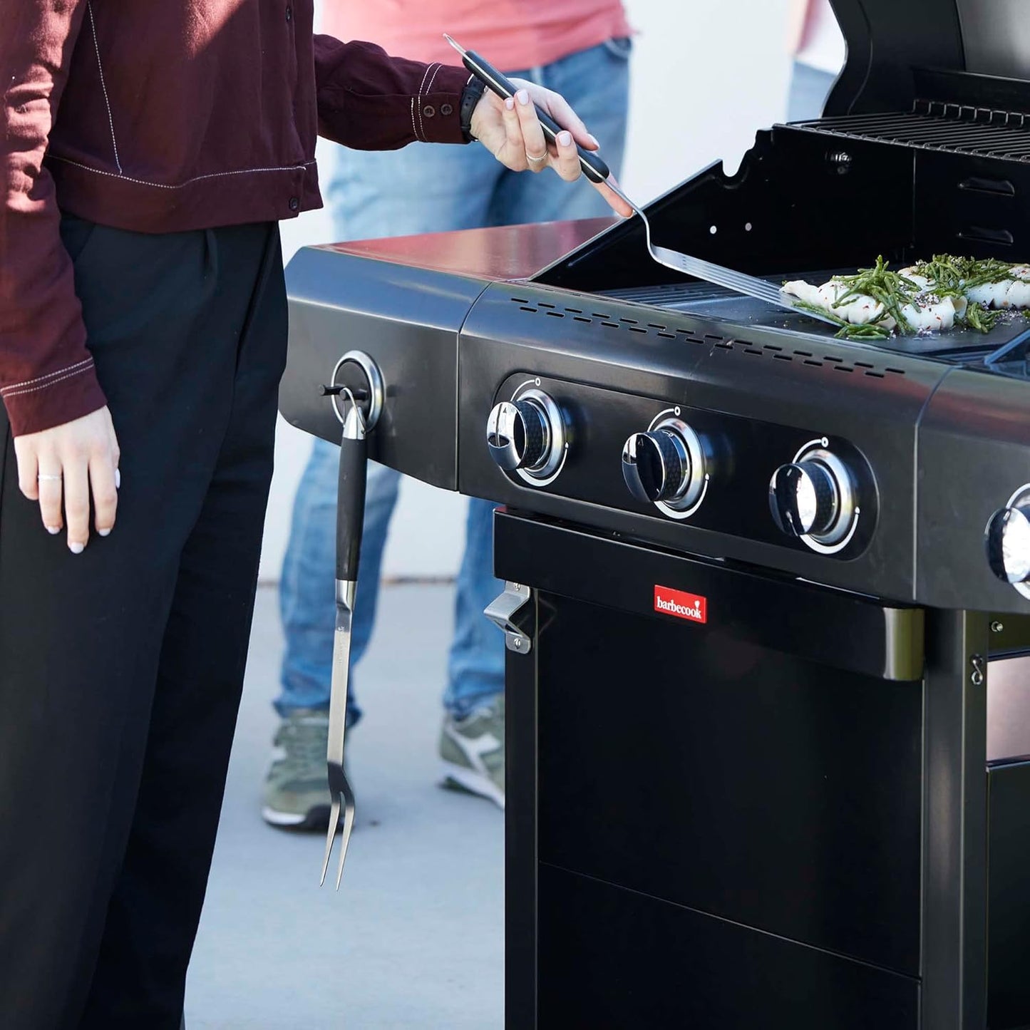 Juego de 3 Accesorios para Barbacoa en Acero Inoxidable | Juego de Cubiertos para Parrilla con Espátula