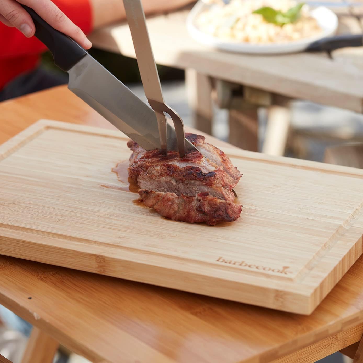 Juego de 3 Accesorios para Barbacoa en Madera | Juego de Cubiertos para Parrilla con Espátula