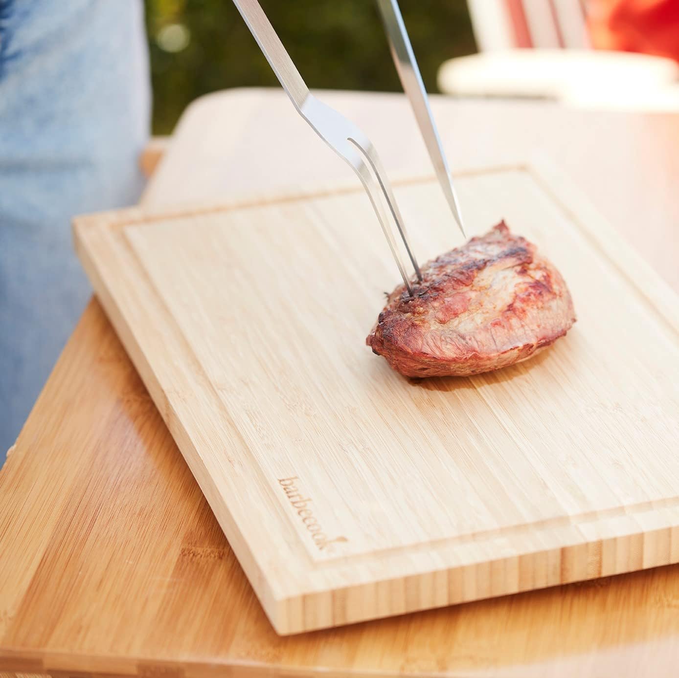 Juego de 3 Accesorios para Barbacoa en Madera | Juego de Cubiertos para Parrilla con Espátula