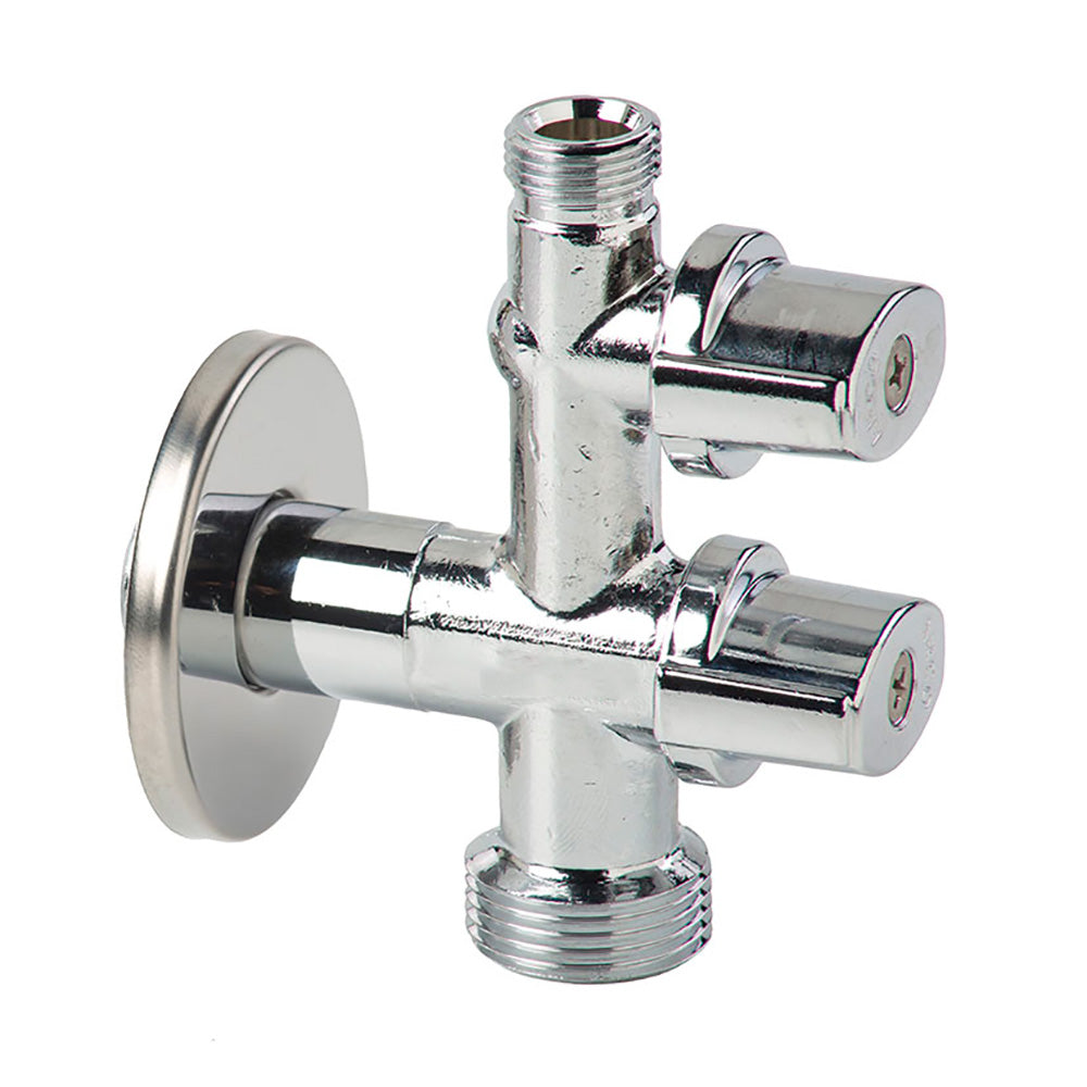 Llave de Paso y Regulación Llave de Escuadra 3 Vías Envasado Electrodomésticos