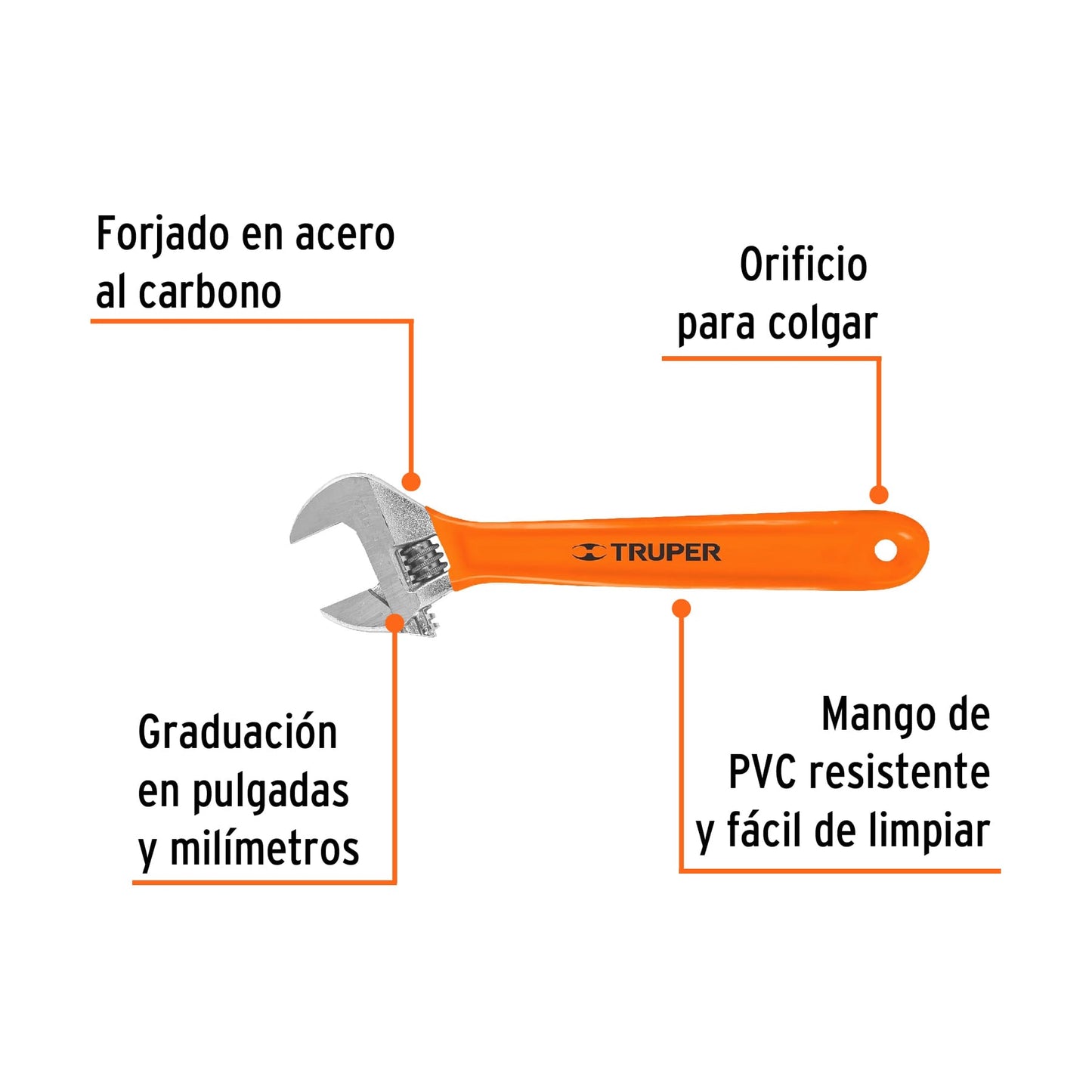 Llave Ajustable Cromada con Grip Llave Inglesa 250 mm