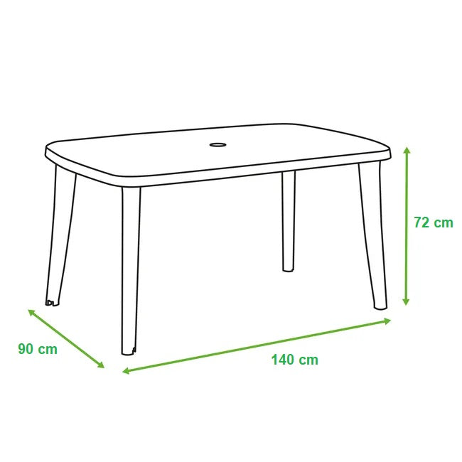 Mesa Ovalada de Plástico en Color Verde para Interior y Exterior