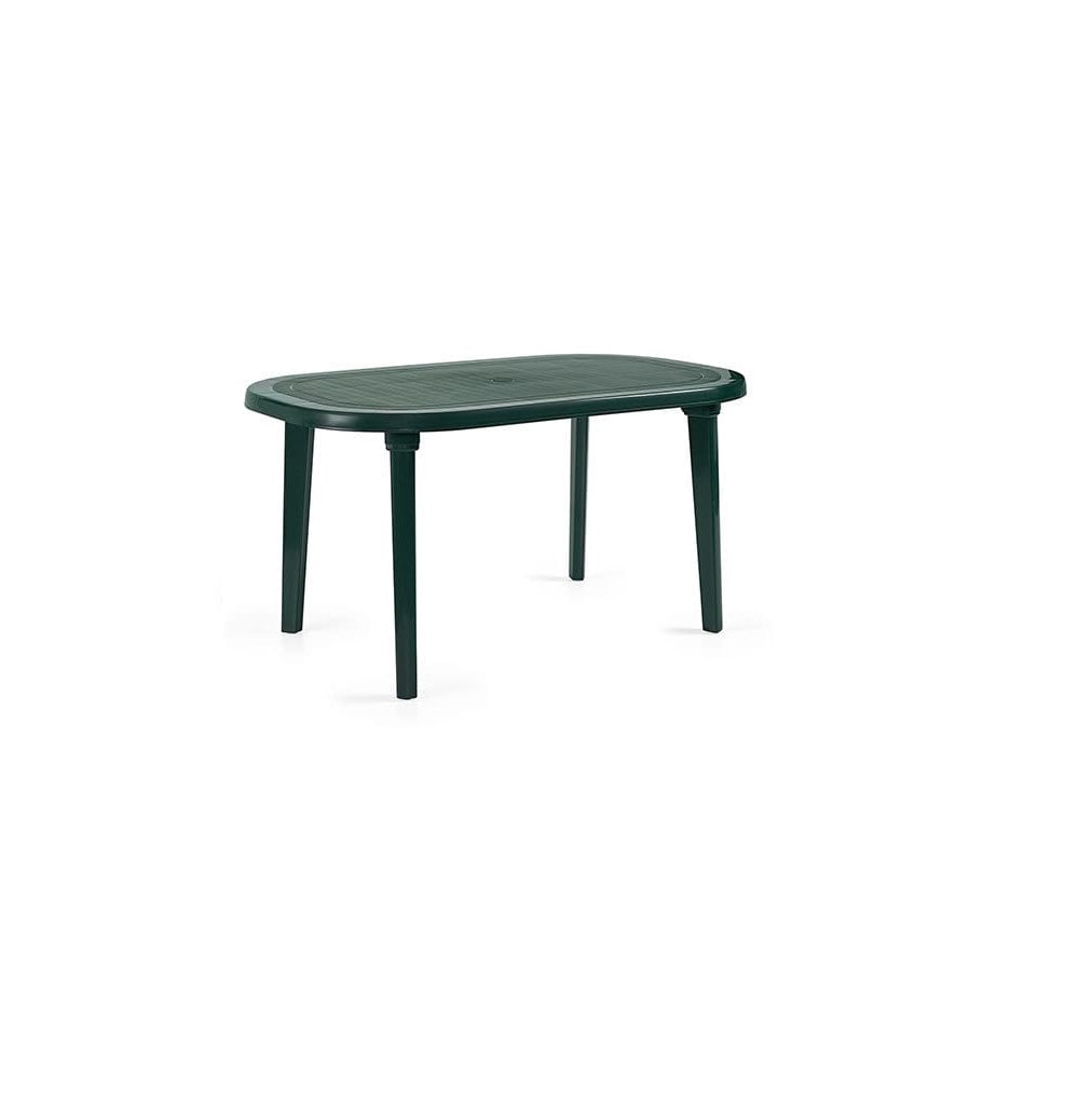 Mesa Ovalada de Plástico en Color Verde para Interior y Exterior