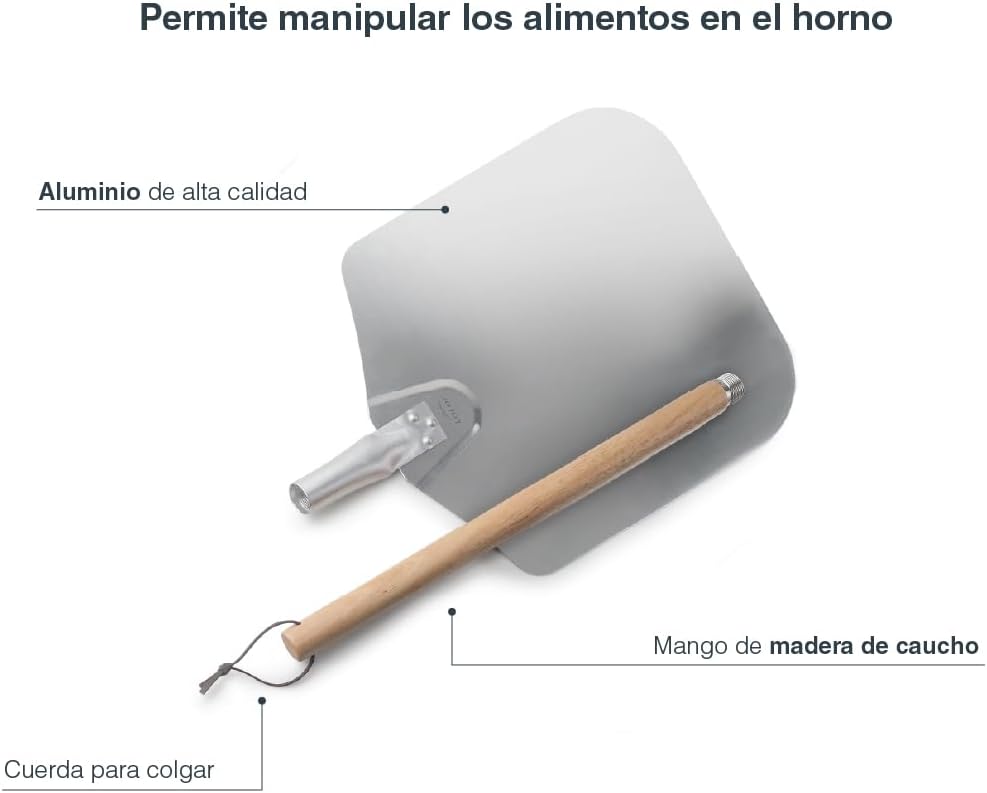 Pala para Pizza Desmontable Wood | Pala de Pizza para Horno en Aluminio y Mango de Madera | Diseño Profesional
