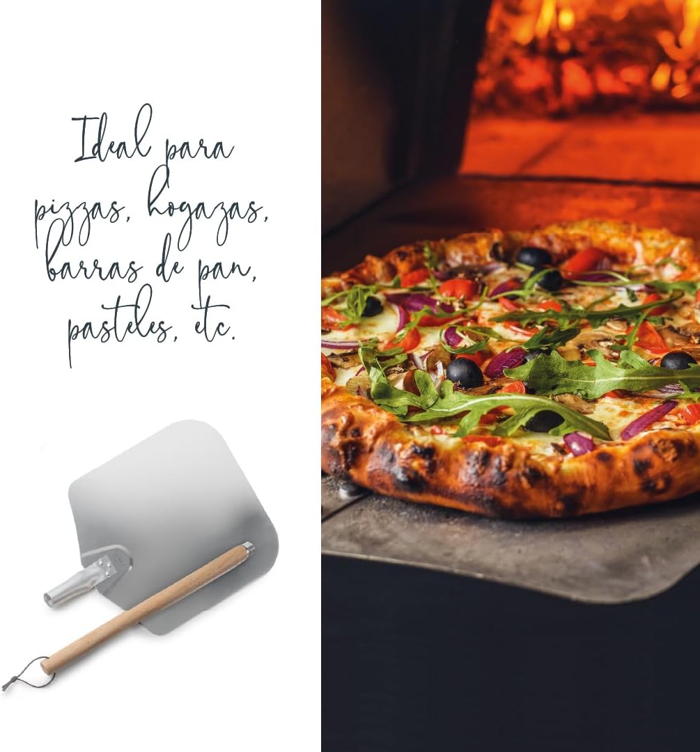 Pala para Pizza Desmontable Wood | Pala de Pizza para Horno en Aluminio y Mango de Madera | Diseño Profesional