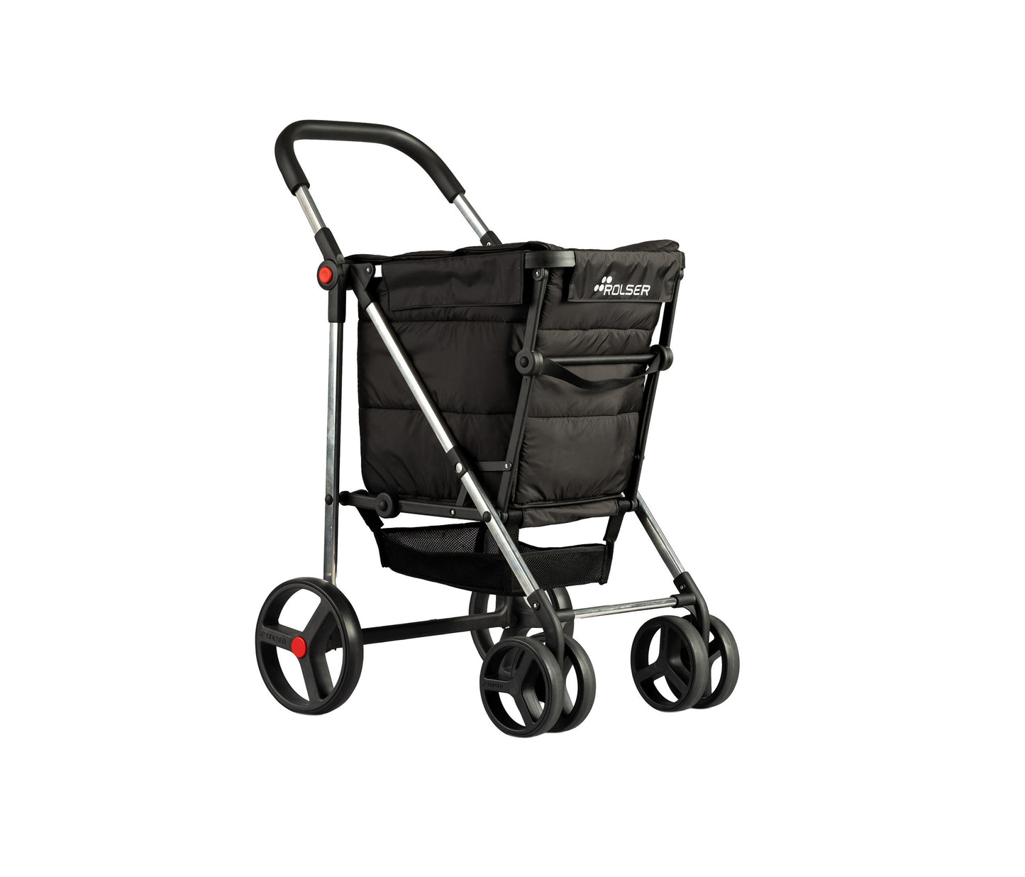Carro de Compra Basket Polar Todoterreno 4 Ruedas 2 Giratorias Plegable - Color Negro