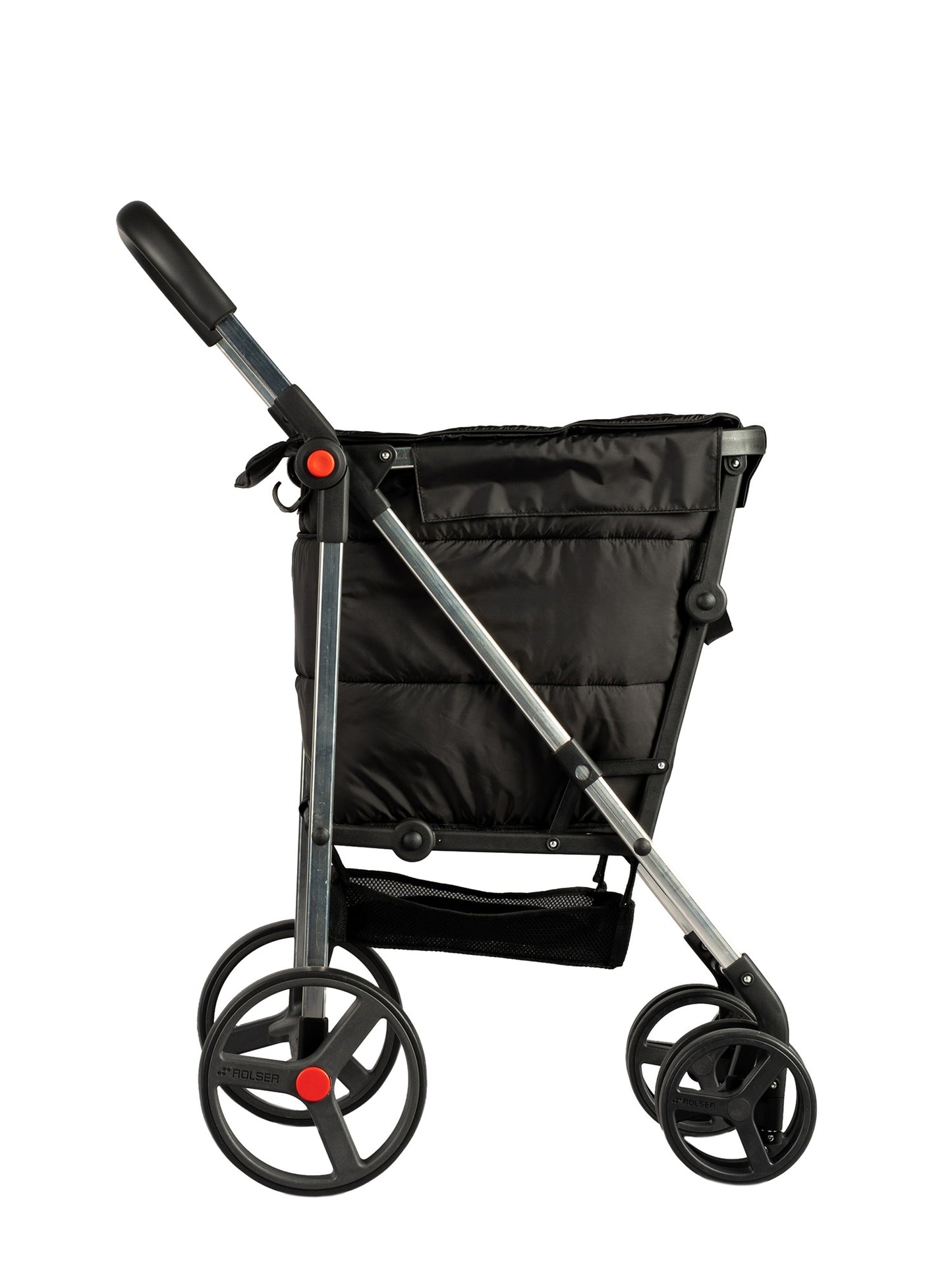 Carro de Compra Basket Polar Todoterreno 4 Ruedas 2 Giratorias Plegable - Color Negro