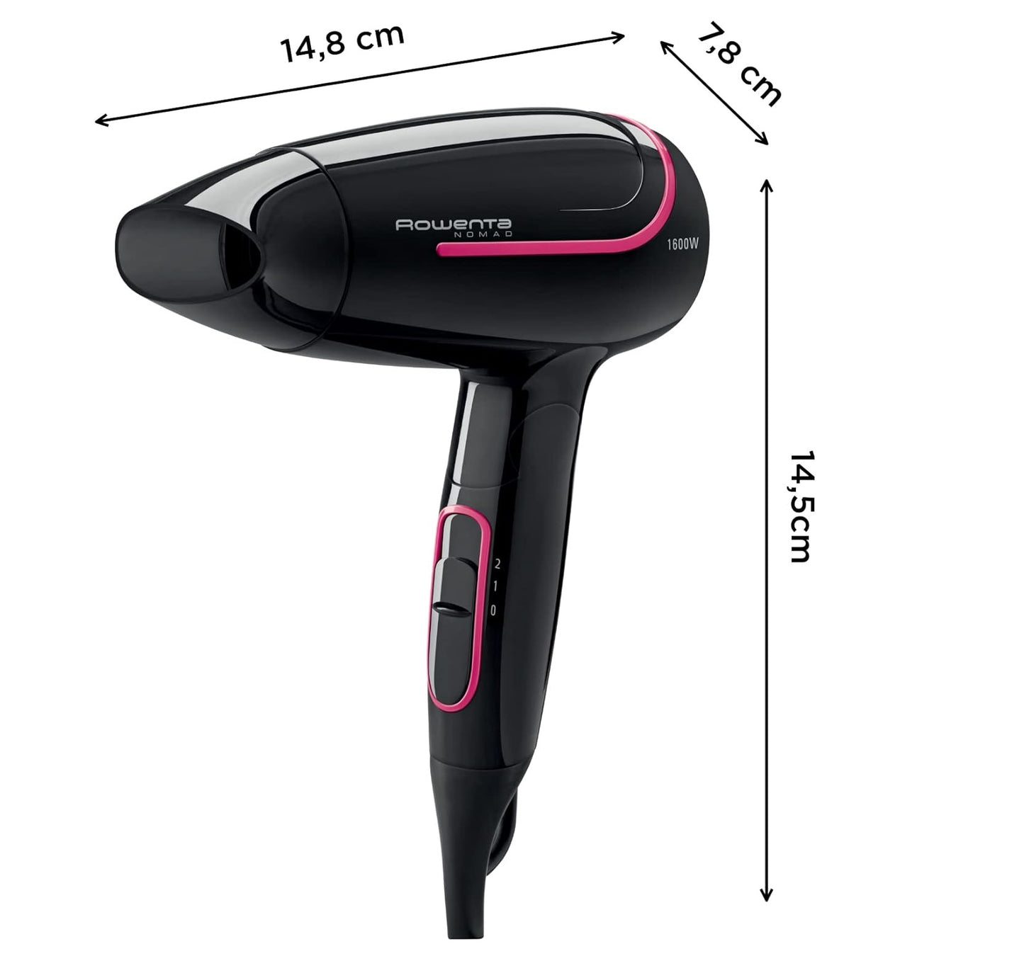 Secador de Pelo Plegable para Viaje y Uso Diario CV3323 Nomad 1600 Wattios