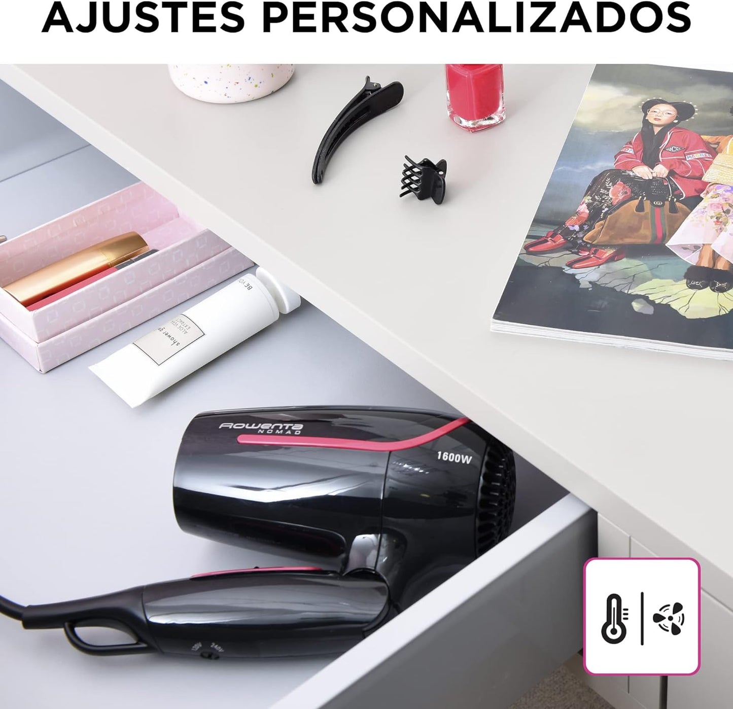 Secador de Pelo Plegable para Viaje y Uso Diario CV3323 Nomad 1600 Wattios