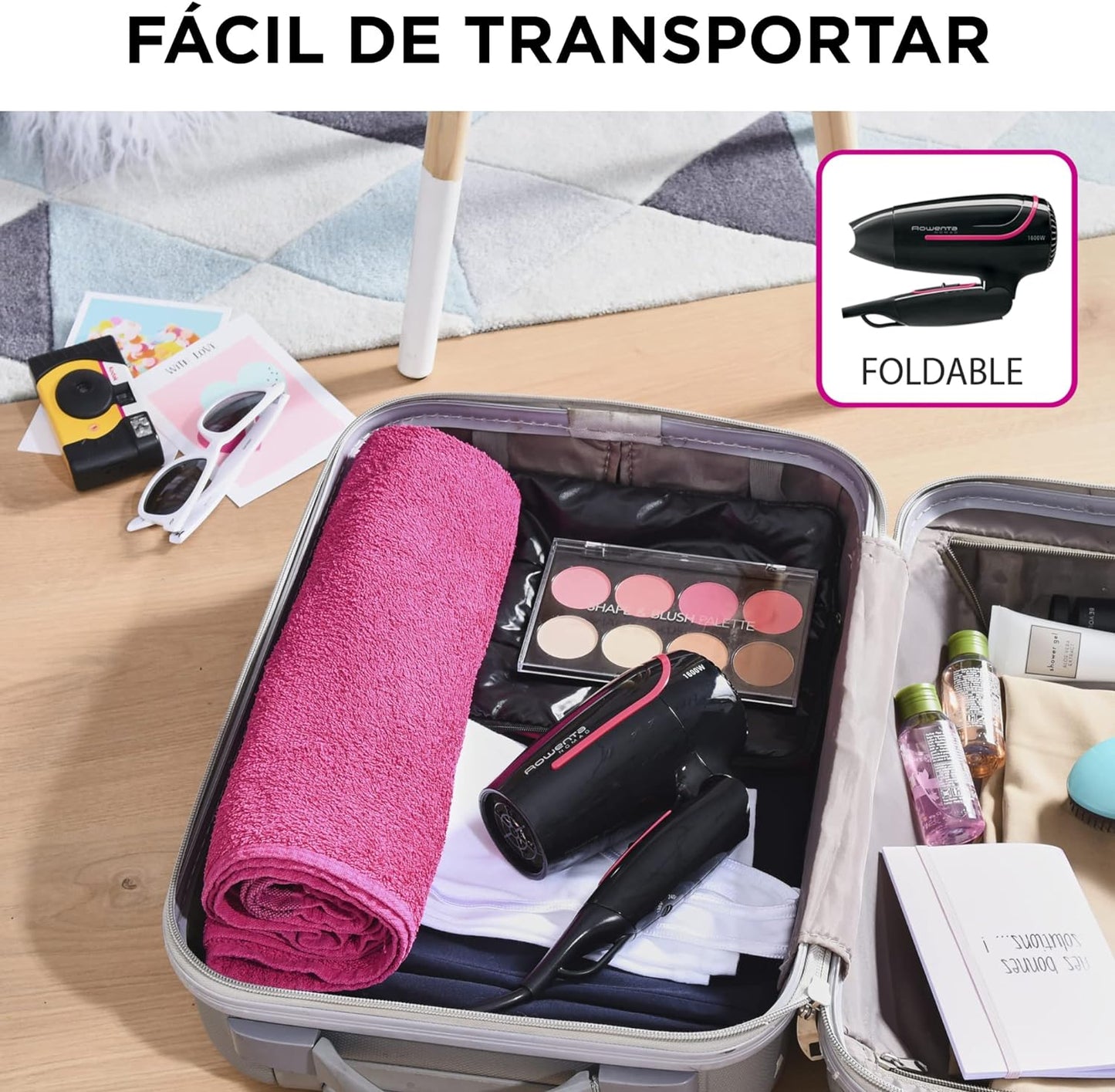 Secador de Pelo Plegable para Viaje y Uso Diario CV3323 Nomad 1600 Wattios