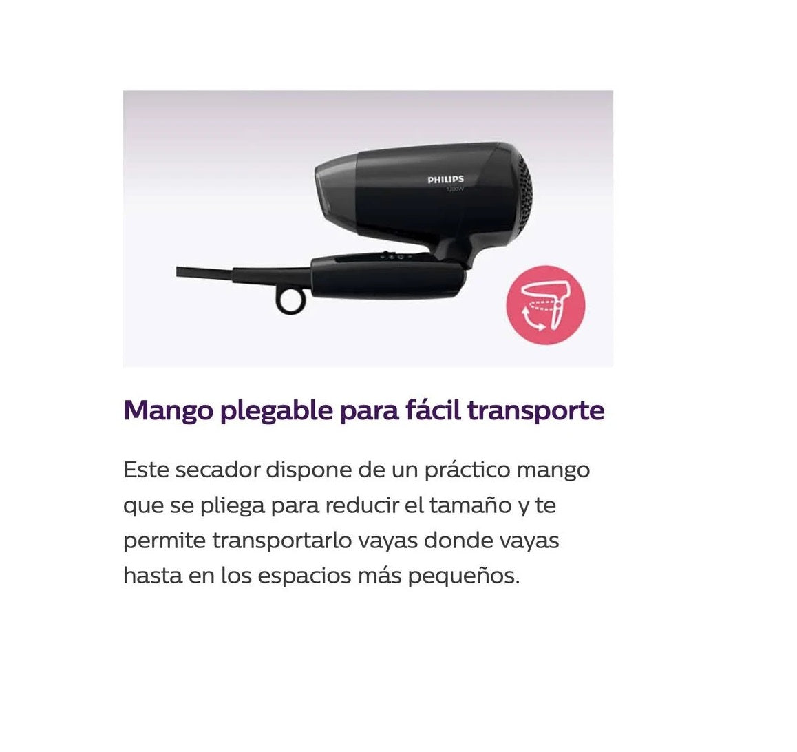 Secador de pelo Negro 1200W Motor DC para Viaje