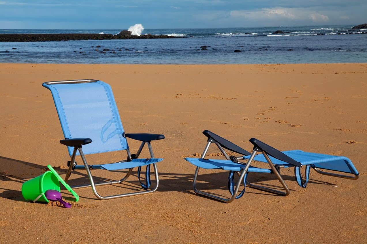 Silla de Playa en Aluminio Plegable - Silla Convertible en Tumbona
