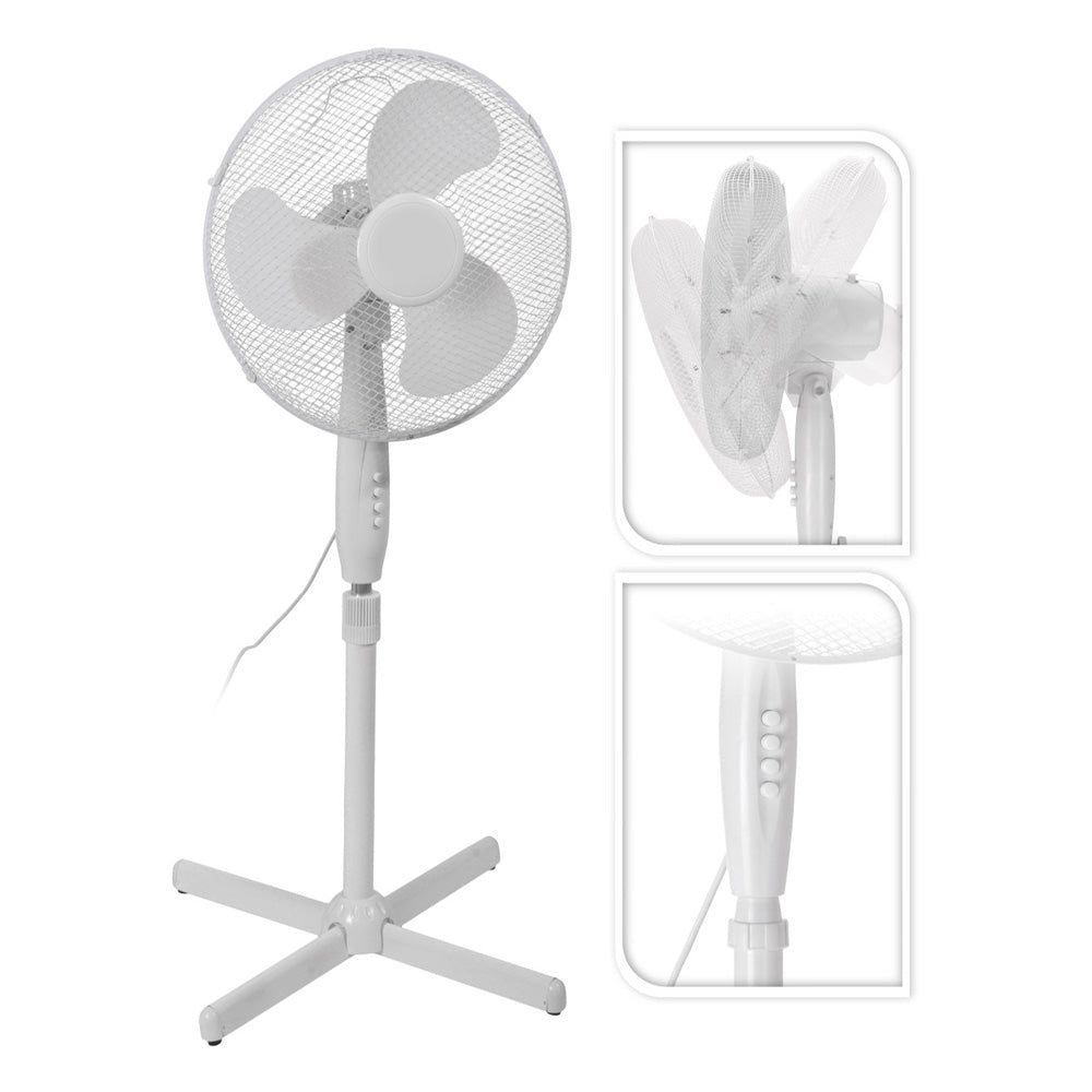 Ventilador de Pie Blanco 3 velocidades 45W