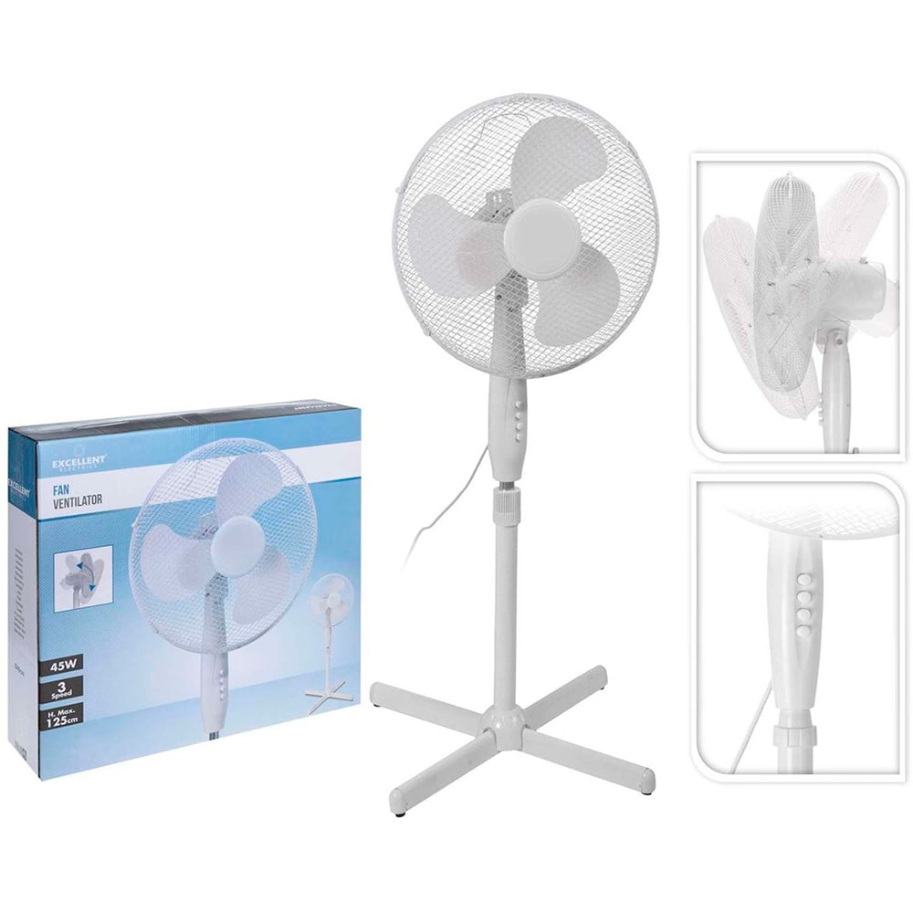 Ventilador de Pie Blanco 3 velocidades 45W