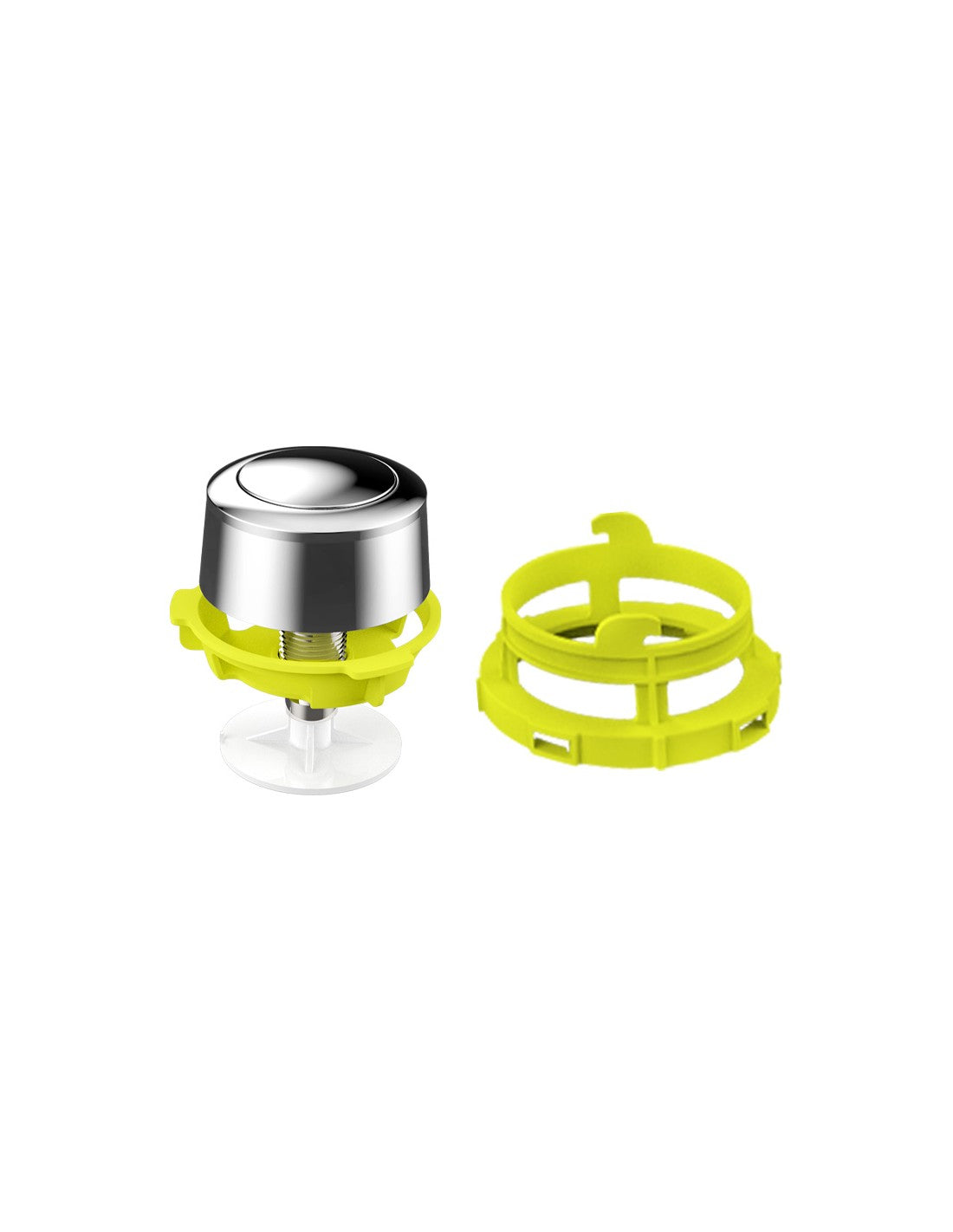 Descargador de Baño WC Cisterna Pulsador Universal Interrumpible con Base y Goma de Asiento