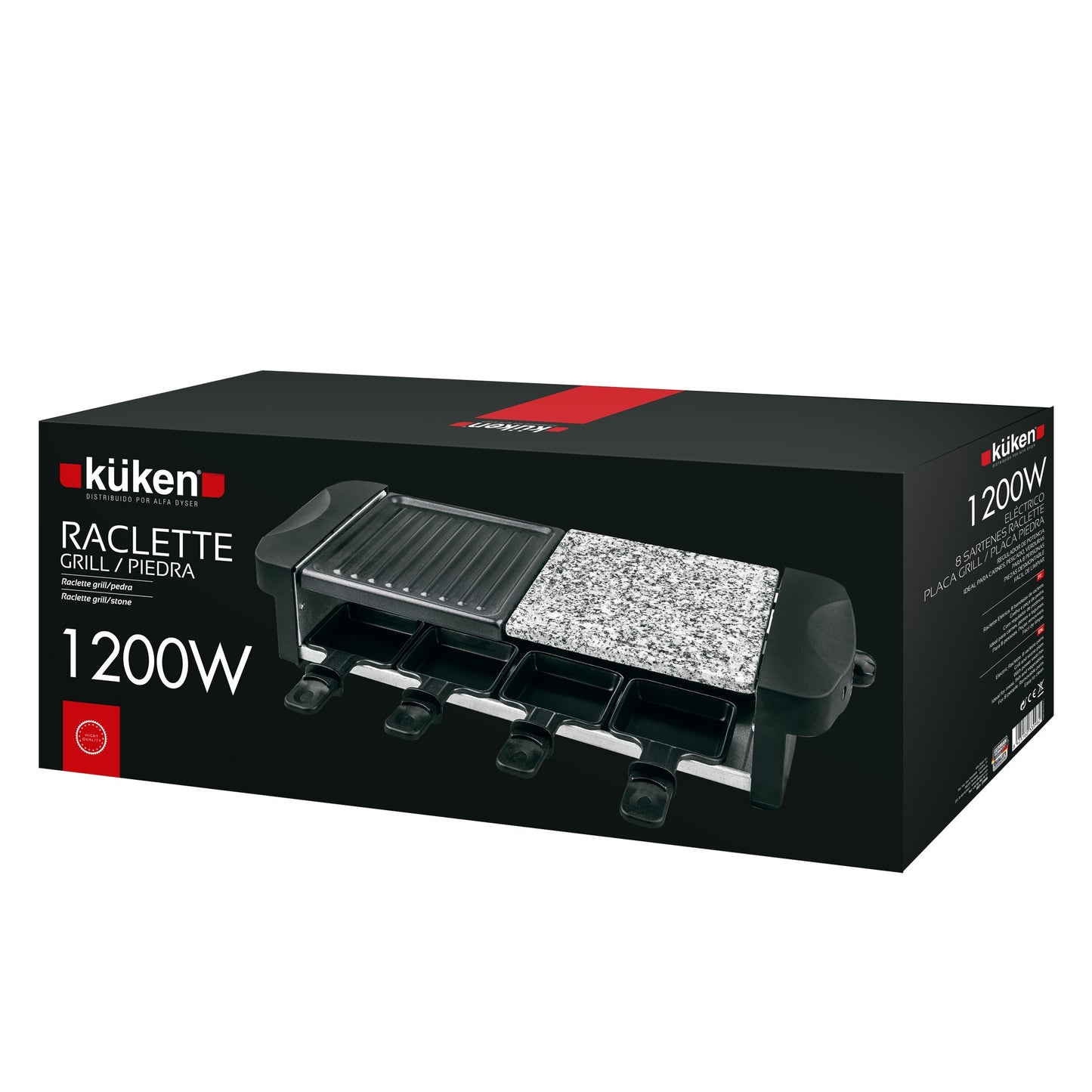 Raclette Grill con Piedra 1200 Wattios de Potencia - 8 Sartenes Individuales