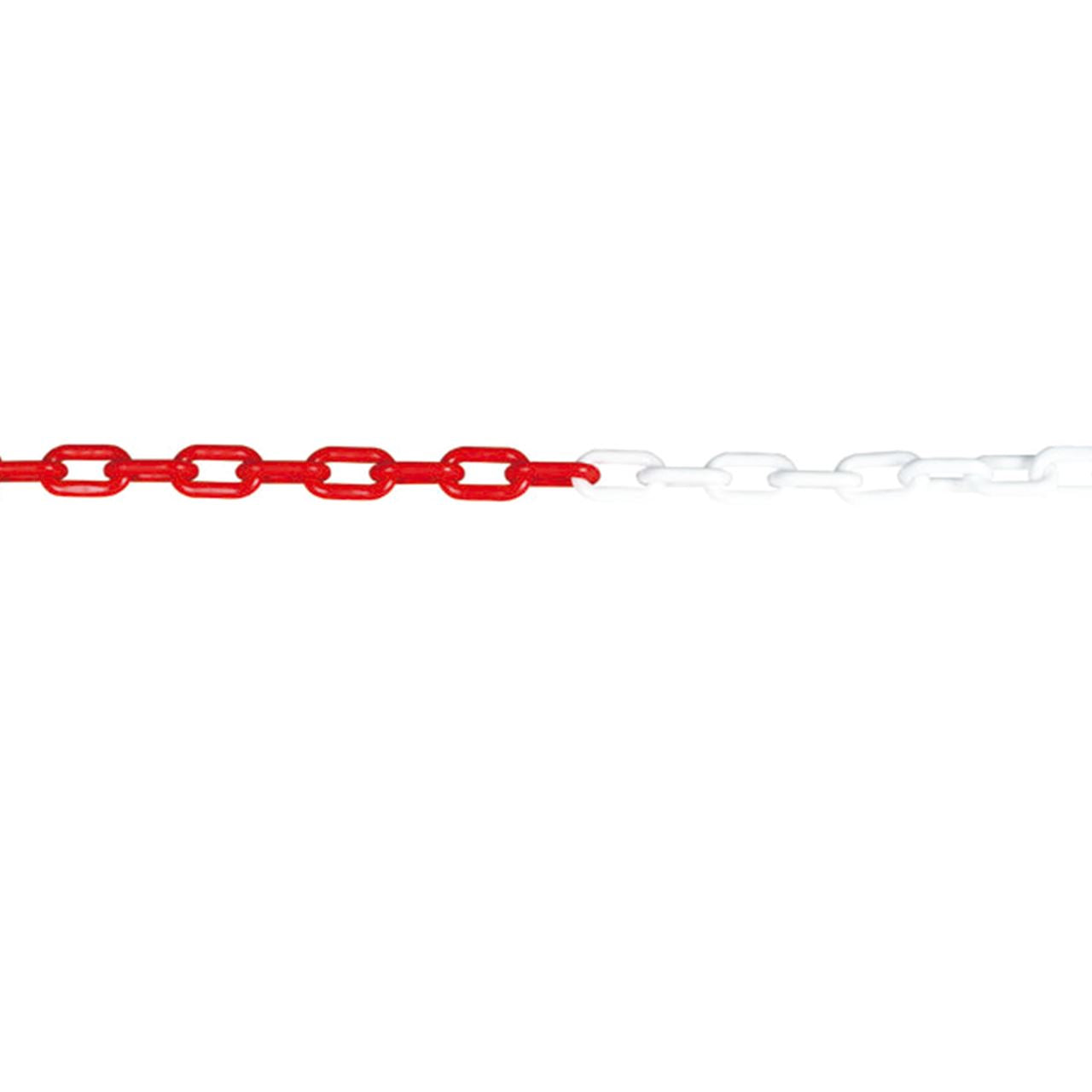 Cadena Roja y Blanca de Plástico | Rollo de 25 Metros | Espesor de 8 mm