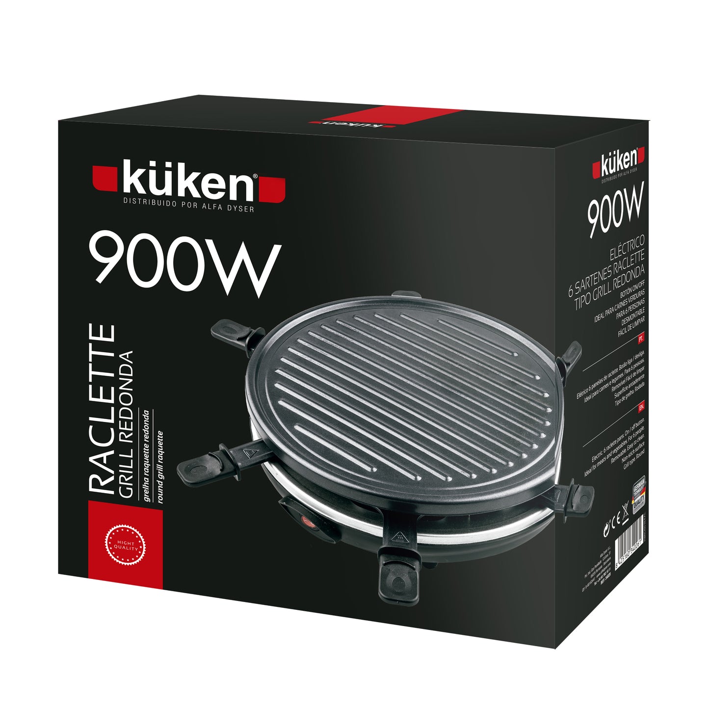 Raclette Grill Redonda 900 Wattios - 6 Palas para Fundir Queso
