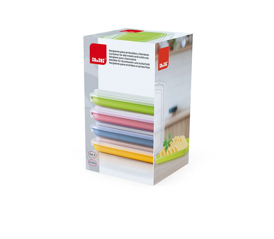 Ibili Set de 4 Tapers para Embutidos y Fiambres Modelo Altea, Tupper Fiambre, Porta Embutidos