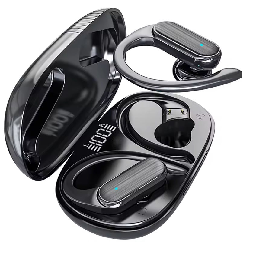 Auriculares inalámbricos con Micrófono Deportivos para Gimnasio F9 Pro 5 A520 IPX7, Bluetooth 5.3, Sonido TWS Estéreo HiFi, Cascos con Gancho para Colgar en Las Orejas, Cargador Tipo C