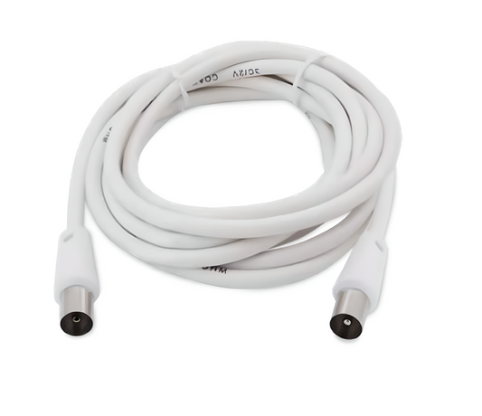 Cable de Antena de 5 Metros - Cable Prolongador Coaxial Blanco
