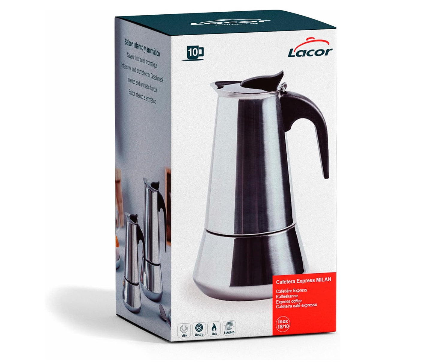 Cafetera Italiana Milan de 10 Tazas - Cafetera Express en Acero Inoxidable