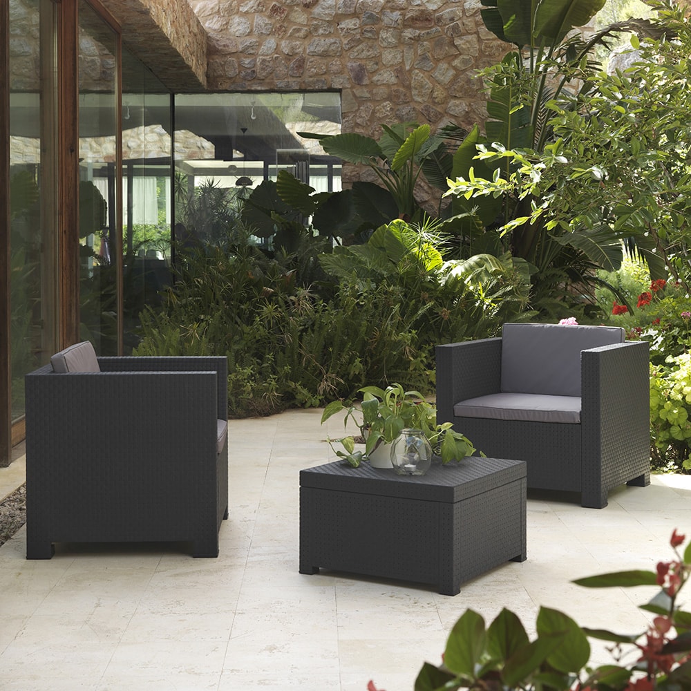 Conjunto de Jardín: 2 Sillones y 1 Mesa Grafit SP Berner