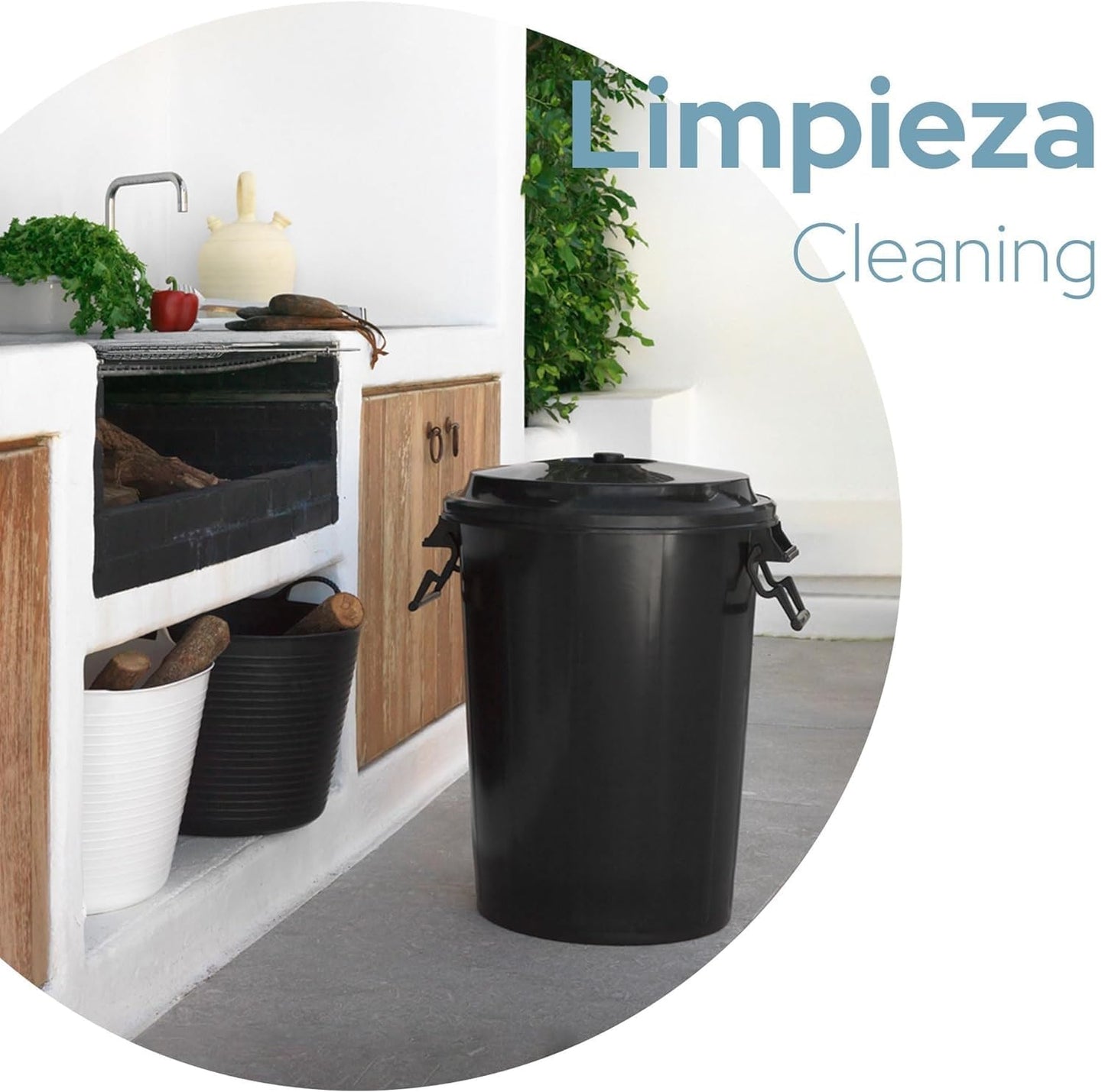 Cubo de Basura con Tapa y Asas Reforzadas de 100 Litros - Ø 50 cm x 65 cm