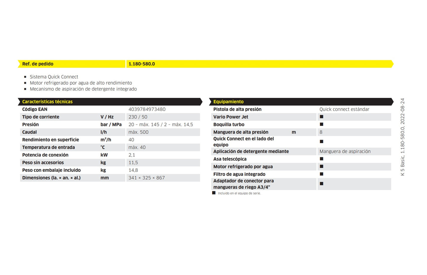 Karcher Hidrolimpiadora Hidrolavadora Karcher K5 Basic 145 bares