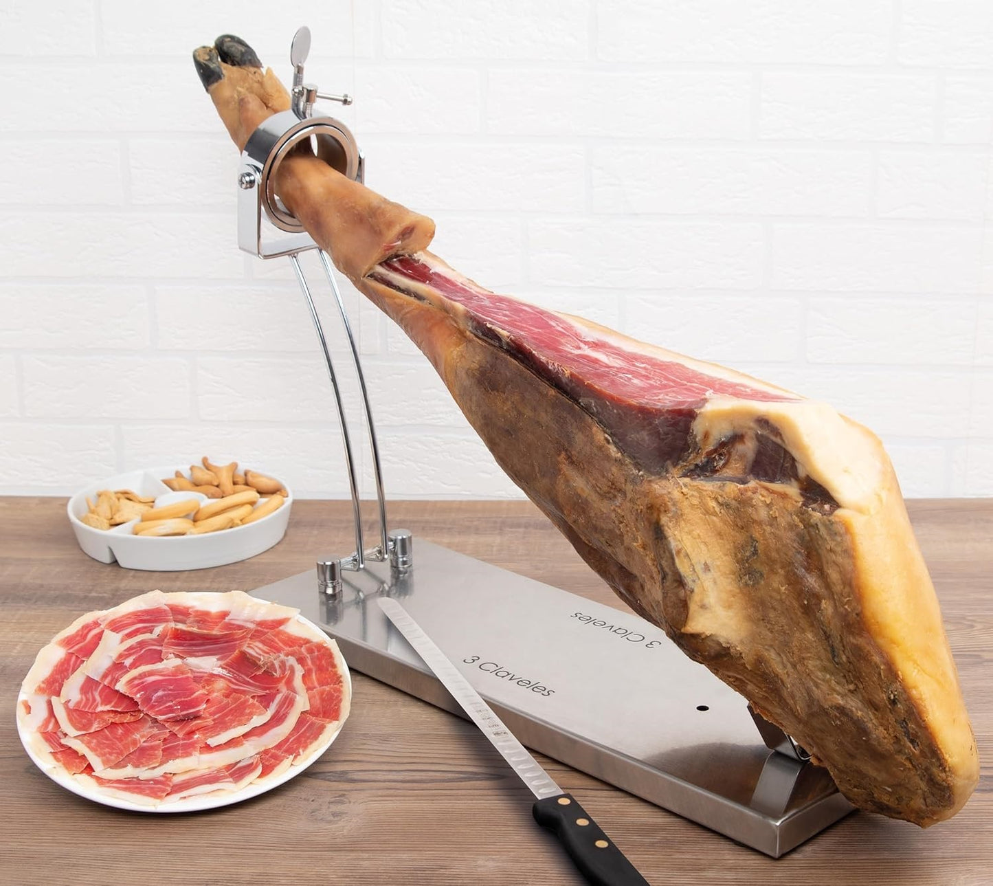 Jamonero Soporte para Jamón en Acero Inoxidable Plegable Giratorio Profesional