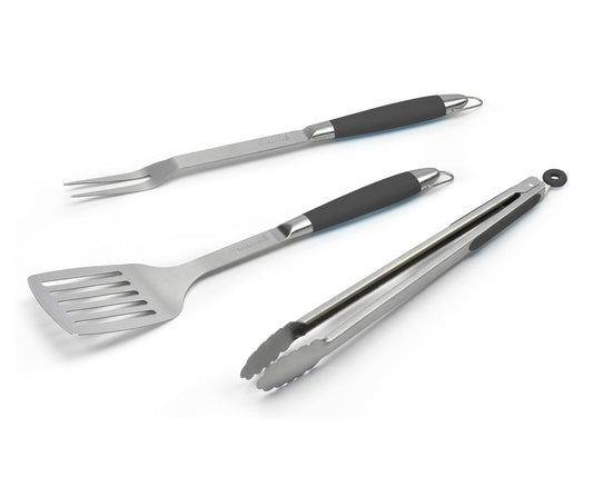 Juego de 3 Accesorios para Barbacoa en Acero Inoxidable | Juego de Cubiertos para Parrilla con Espátula