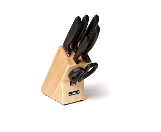 Juego de Cuchillos de Cocina Serie Niza de 6 Piezas - Incluye Tijeras y Taco de Madera