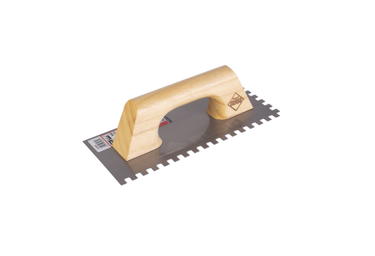 Llana Dentada de Albañil con Mango de Madera 28 cm | Dientes de 12x12 mm