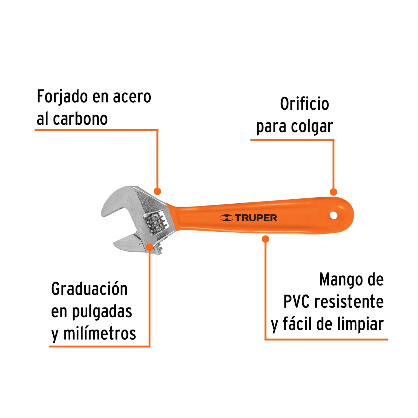 Llave Ajustable Cromada con Grip Llave Inglesa 200 mm