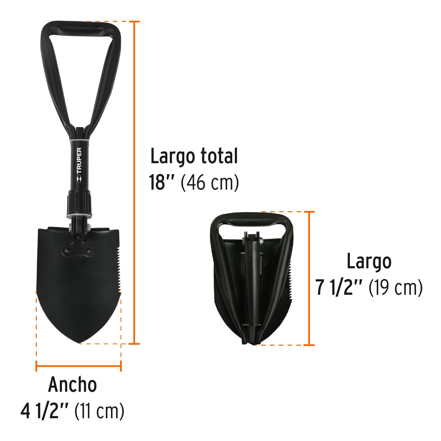 Pala plegable con funda 46 cm