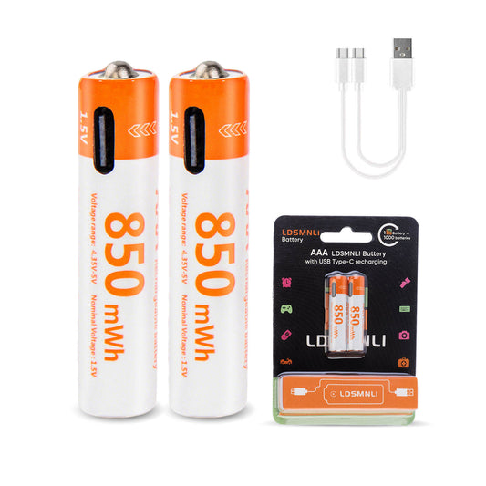 Pack de 2 Pilas Recargables con Conector USB Tipo C, Cable Incluido, iones de Litio, 1.5V
