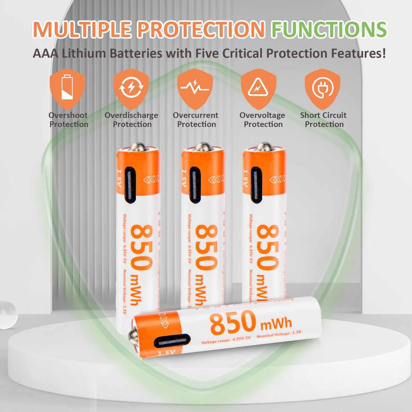 Pack de 2 Pilas Recargables con Conector USB Tipo C, Cable Incluido, iones de Litio, 1.5V