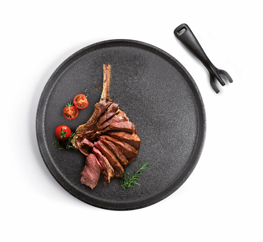 Plato hierro fundido, carne a la piedra: 26 cm. y 30 cm.
